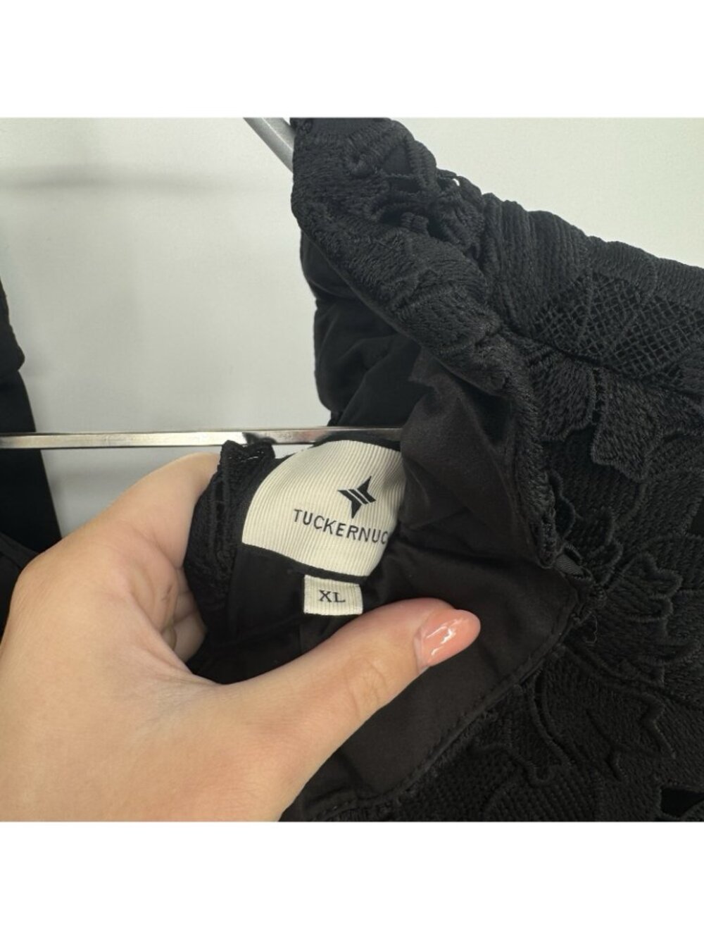 Tuckernuck Black Guipure Lace Daphne Dress XL Ruffle Collar Bow Cocktail Party - Picture 7 of 9